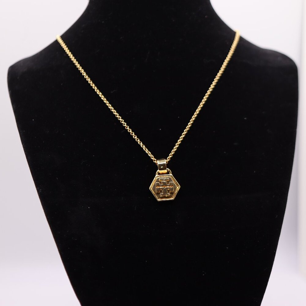 💛 Tory Burch Gold Hexagon Pendant Necklace